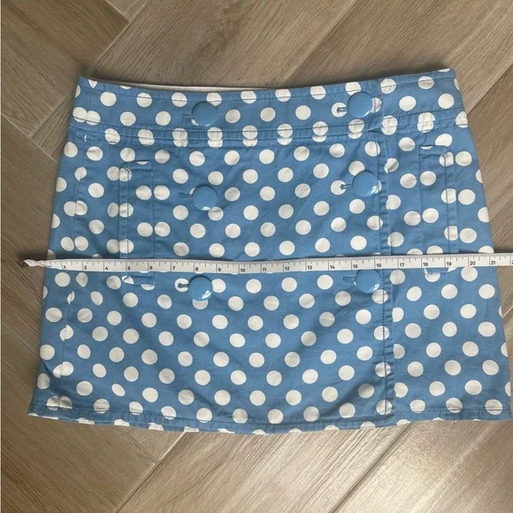 J. Crew Blue and White polka Dot. Mini Skirt - Picture 6 of 6